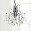 Chrome Finished Crystal Ball Curved Arm Chandelier With Bare Bulbs