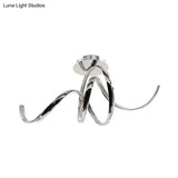 Chrome Led Ceiling Fixture With Crystal Twist Design And Dual Lighting (Warm/White)