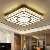 Chrome Led Crystal Block Ceiling Flush Lamp For Modern Living Room