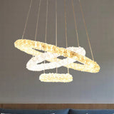Chrome Led Chandelier Lamp: Simple Crystal Beaded Pendant Light Fixture Warm/White/Natural / White