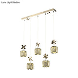 Chrome Led Multi Light Pendant With Faceted Crystal And Modern Cylinder Design For Dining Room -