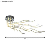 Chrome Led Semi Flush Mount Aluminum Wavy Ceiling Light For Minimalist Interiors