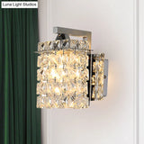 Chrome Rectangle Crystal Wall Sconce With Draping Rods