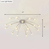 Chrome Semi Flush Ceiling Light: Stunning Fireworks Design For Kindergarten