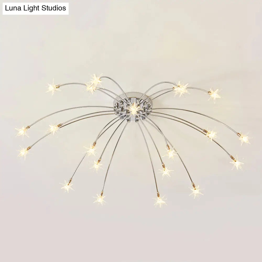 Chrome Semi Flush Ceiling Light: Stunning Fireworks Design For Kindergarten