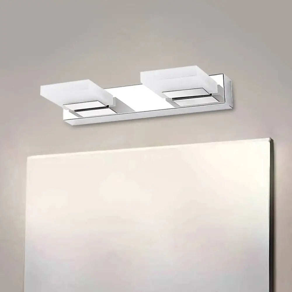 Chrome Wall Sconce With Brick Acrylic Shade For Bathroom Vanity - Choose From 2/3/5 Warm White