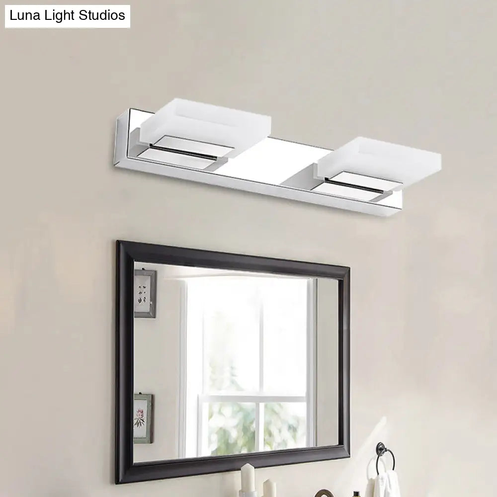 Chrome Wall Sconce With Brick Acrylic Shade For Bathroom Vanity - Choose From 2/3/5 Warm White