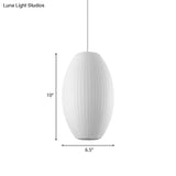 Cigar Pendant: Contemporary Fabric 1-Light White Hanging Ceiling Light-6.5/12/14
