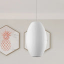 Cigar Pendant: Contemporary Fabric 1-Light White Hanging Ceiling Light-6.5/12/14 / 6.5