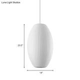 Cigar Pendant: Contemporary Fabric 1-Light White Hanging Ceiling Light-6.5/12/14
