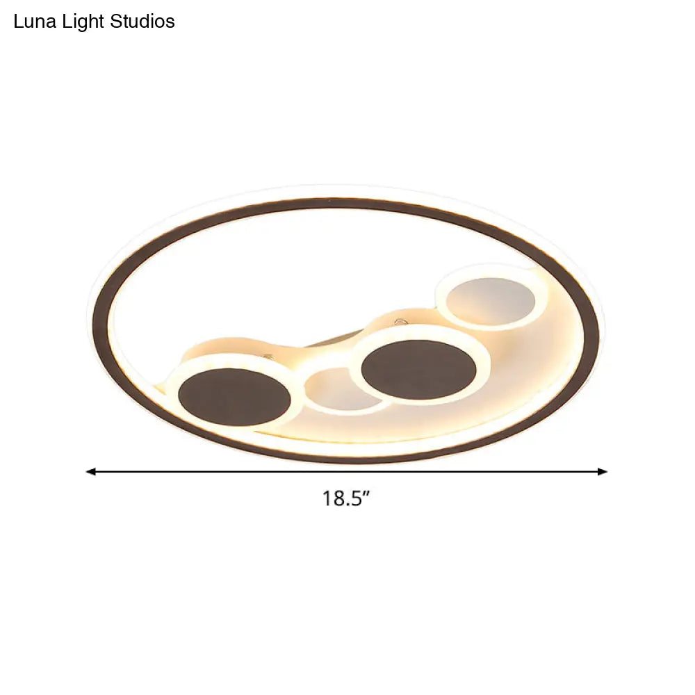 Circle Acrylic Led Flush Mount Ceiling Lamp - Modern Coffee Design With Dimmable Warm/White Light