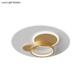 Circle Flush Mounted Led Light Fixture - 16’/19.5’ Diameter Simple Metal Design Black/Gold