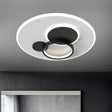 Circle Flush Mounted Led Light Fixture - 16’/19.5’ Diameter Simple Metal Design Black/Gold
