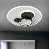 Circle Flush Mounted Led Light Fixture - 16’/19.5’ Diameter Simple Metal Design Black/Gold