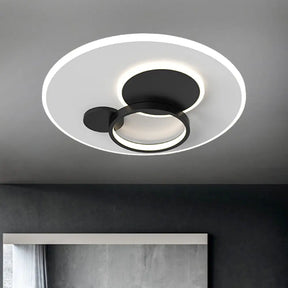 Circle Flush Mounted Led Light Fixture - 16’/19.5’ Diameter Simple Metal Design Black/Gold