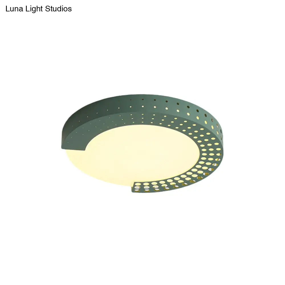 Circle Led Ceiling Light For Baby Room With Half - Ring Acrylic Design