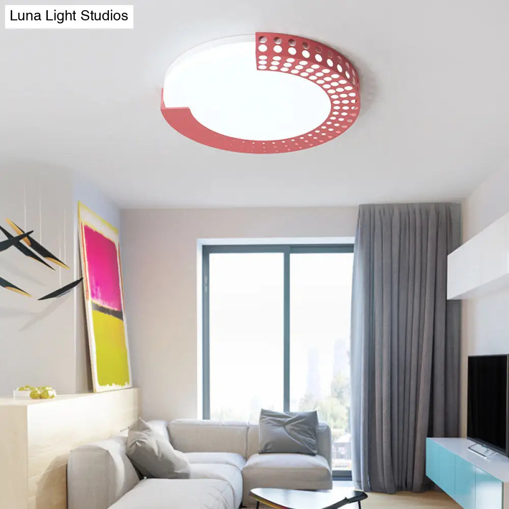 Circle Led Ceiling Light For Baby Room With Half - Ring Acrylic Design
