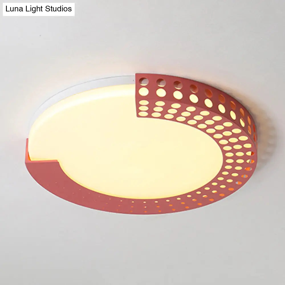 Circle Led Ceiling Light For Baby Room With Half - Ring Acrylic Design