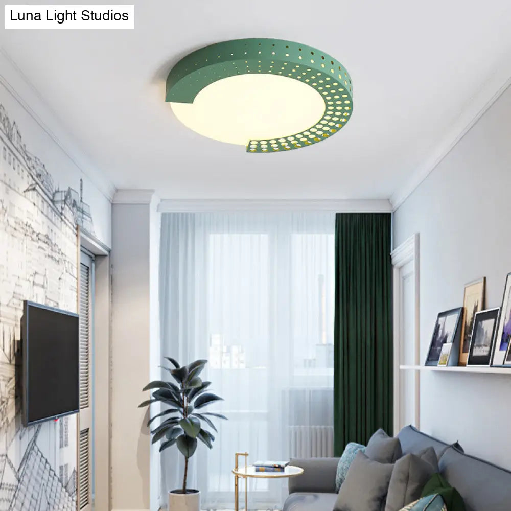 Circle Led Ceiling Light For Baby Room With Half - Ring Acrylic Design