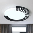 Circle Led Ceiling Light For Baby Room With Half - Ring Acrylic Design Black / 16’ Warm