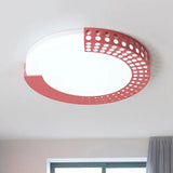 Circle Led Ceiling Light For Baby Room With Half - Ring Acrylic Design Pink / 16’ White