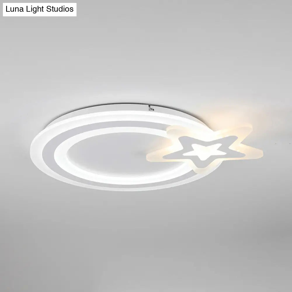 Circle Led Flush Mount Light - Simple Style With Star Acrylic Design Ceiling Lamp For Kindergarten