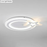 Circle Led Flush Mount Light - Simple Style With Star Acrylic Design Ceiling Lamp For Kindergarten