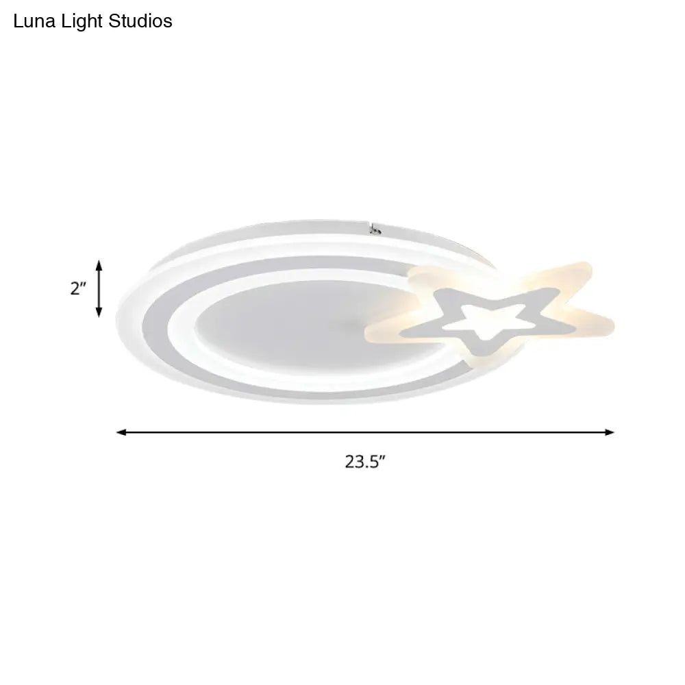 Circle Led Flush Mount Light - Simple Style With Star Acrylic Design Ceiling Lamp For Kindergarten