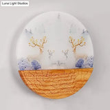 Circle Living Room Wall Light In Natural View Wood Rustic Beige
