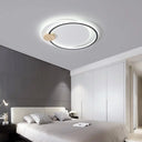 Circle Metal Flush Mount Ceiling Light - Simple Led Close To Lighting Fixture Black / White 16.5