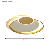 Circle Metal Flushmount Ceiling Light: 16.5’/20.5’ Wide Led Gold In Warm/White/3 Color For Bedroom