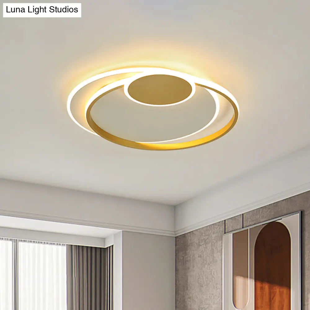 Circle Metal Flushmount Ceiling Light: 16.5’/20.5’ Wide Led Gold In Warm/White/3 Color For Bedroom