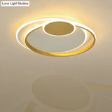 Circle Metal Flushmount Ceiling Light: 16.5/20.5 Wide Led Gold In Warm/White/3 Color For Bedroom /