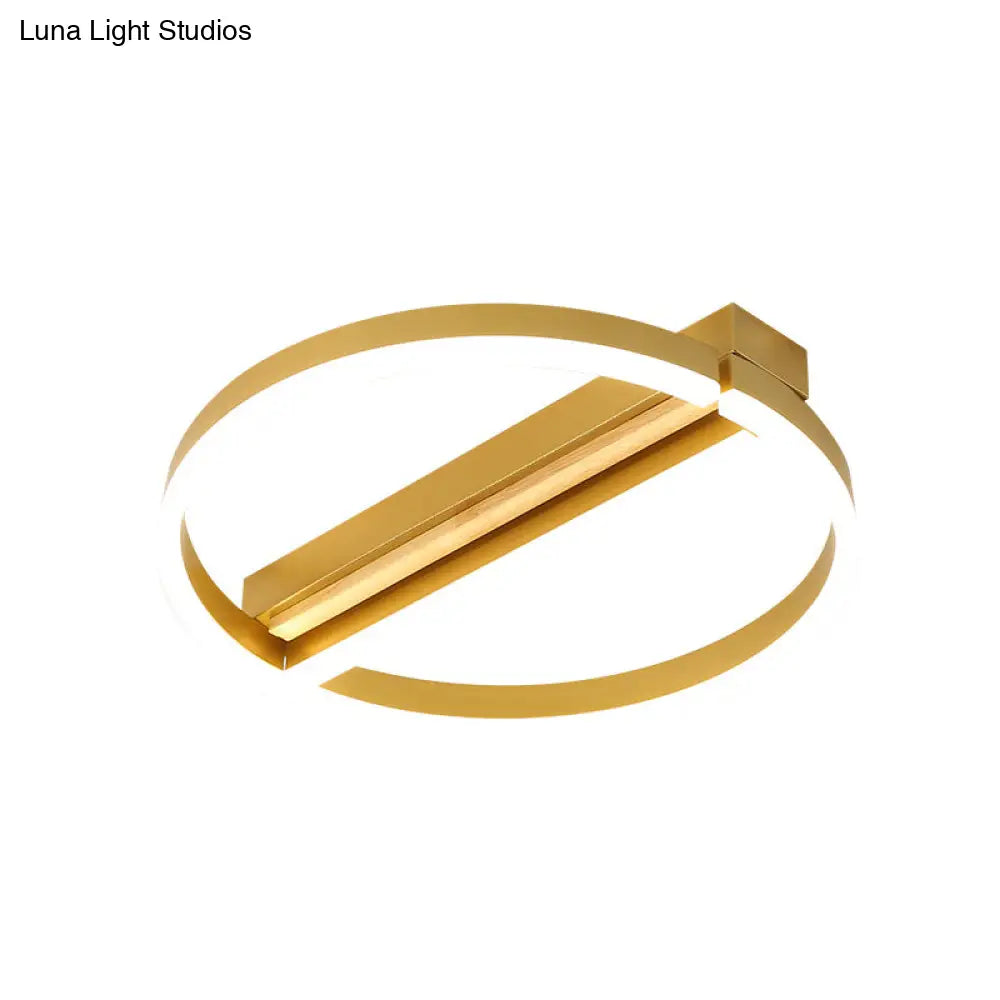 Circle Semi Flush Mount Metal Led Ceiling Fixture In Gold/Grey - 16.5’/20.5’ Wide Minimalistic