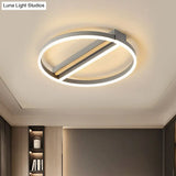 Circle Semi Flush Mount Metal Led Ceiling Fixture In Gold/Grey - 16.5’/20.5’ Wide Minimalistic