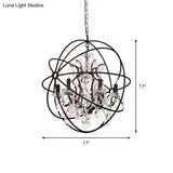 Circling Rings Farmhouse Wrought Iron Chandelier With Crystal Accents