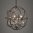 Circling Rings Farmhouse Wrought Iron Chandelier With Crystal Accents 4 / Rust