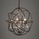 Circling Rings Farmhouse Wrought Iron Chandelier With Crystal Accents 4 / Rust