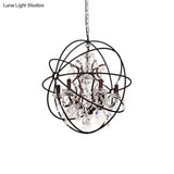 Circling Rings Farmhouse Wrought Iron Chandelier With Crystal Accents