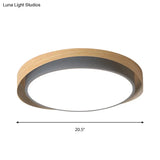 Circular Ceiling Light Macaron Metal Blue/Grey And Beige Led Flush Mount Fixture For Child Bedroom