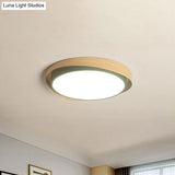 Circular Ceiling Light Macaron Metal Blue/Grey And Beige Led Flush Mount Fixture For Child Bedroom