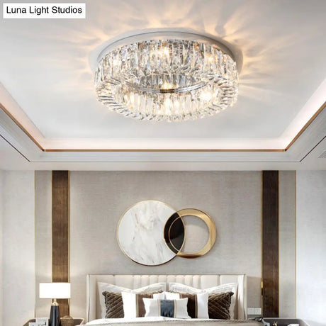 Circular Crystal Ceiling Light Fixture For Modern Living Room - Flush - Mount Design