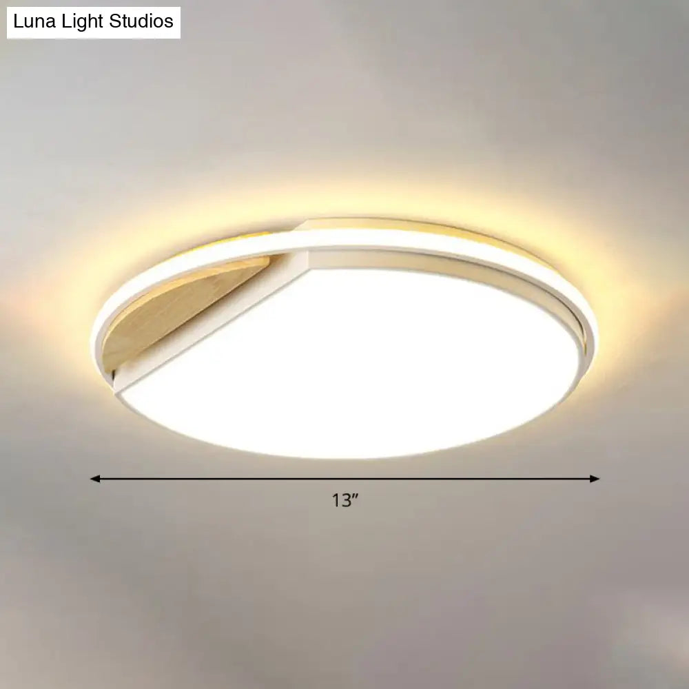 Circular Flush Mount Led Ceiling Light Fixture - Modern Acrylic Design 16.5’ Wide White/3 Color