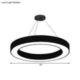 Minimalist Circle Led Pendant Light Kit - Office Hanging Lamp In Black Sizes: 16 23.5 47
