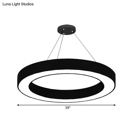Minimalist Circle Led Pendant Light Kit - Office Hanging Lamp In Black Sizes: 16 23.5 47