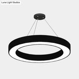 Minimalist Circle Led Pendant Light Kit - Office Hanging Lamp In Black Sizes: 16 23.5 47
