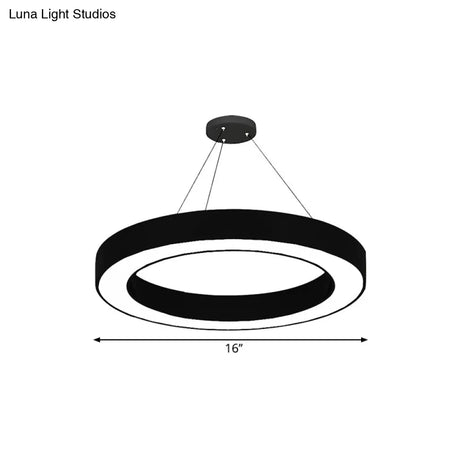 Minimalist Circle Led Pendant Light Kit - Office Hanging Lamp In Black Sizes: 16 23.5 47