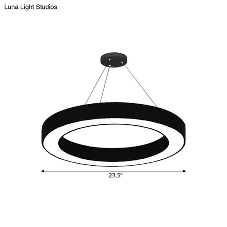 Minimalist Circle Led Pendant Light Kit - Office Hanging Lamp In Black Sizes: 16 23.5 47