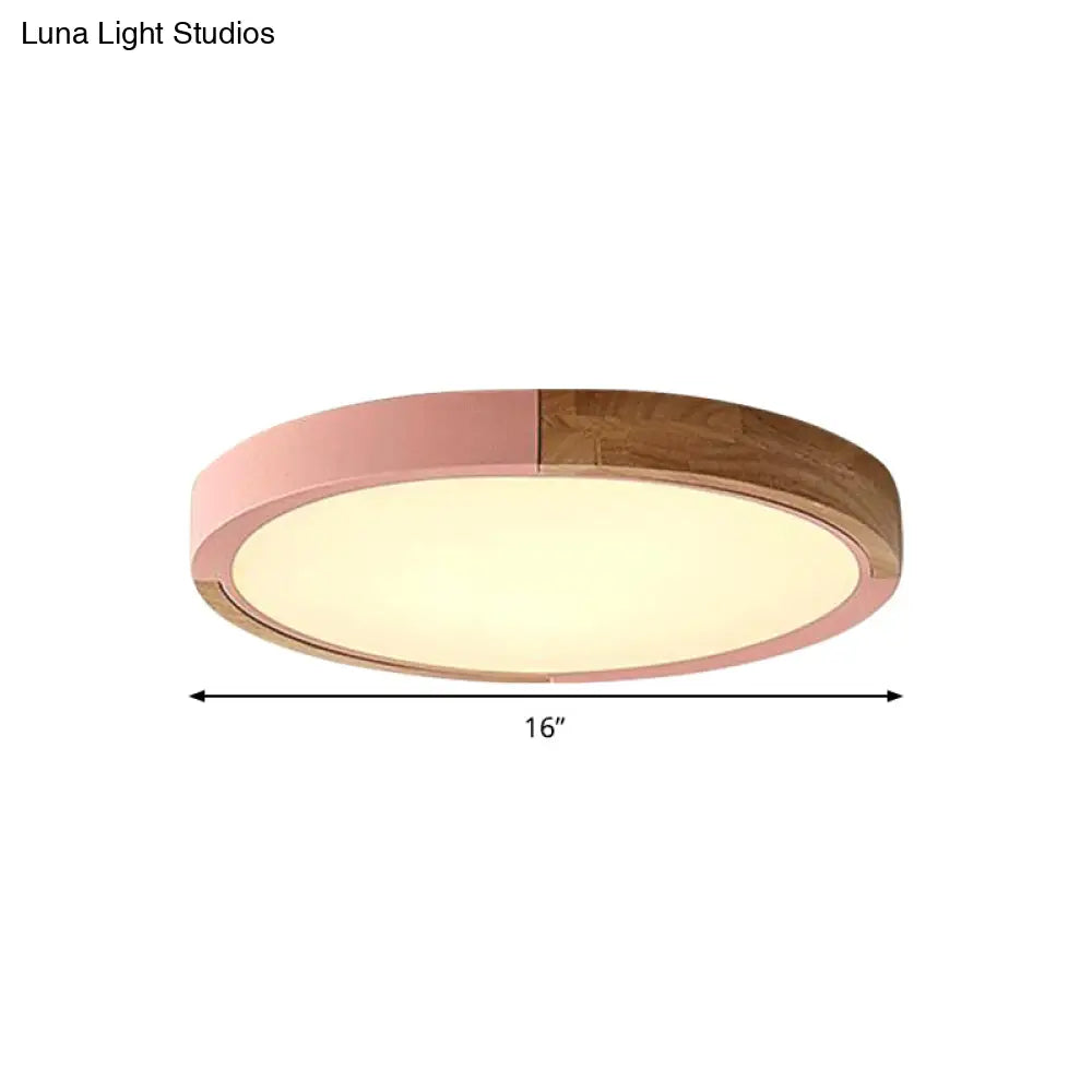 Circular Macaron Led Flush Mount Ceiling Light In 3 Colors And 2 Options 16’/19.5’ Wide
