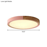 Circular Macaron Led Flush Mount Ceiling Light In 3 Colors And 2 Options 16’/19.5’ Wide